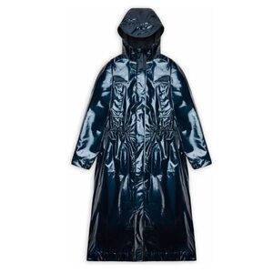 Rains Shiny Navy Trench Coat